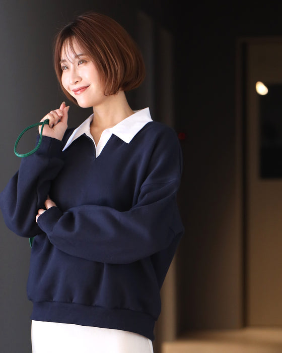 アラフォー世代へ。スエットを格上げ大人の襟付き
