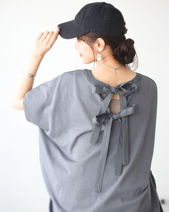 素敵休日コーデバックリボンゆるっとTシャツ