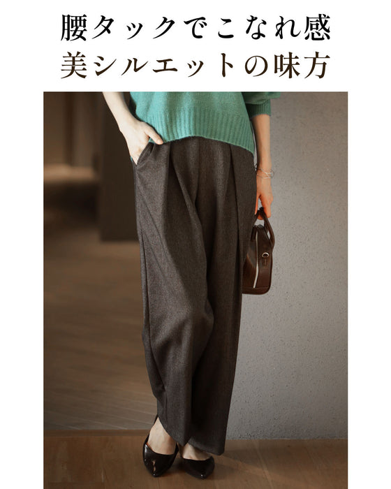 腰隠し立体タック 大人の落ち着きパンツ 洗濯OK・日本製