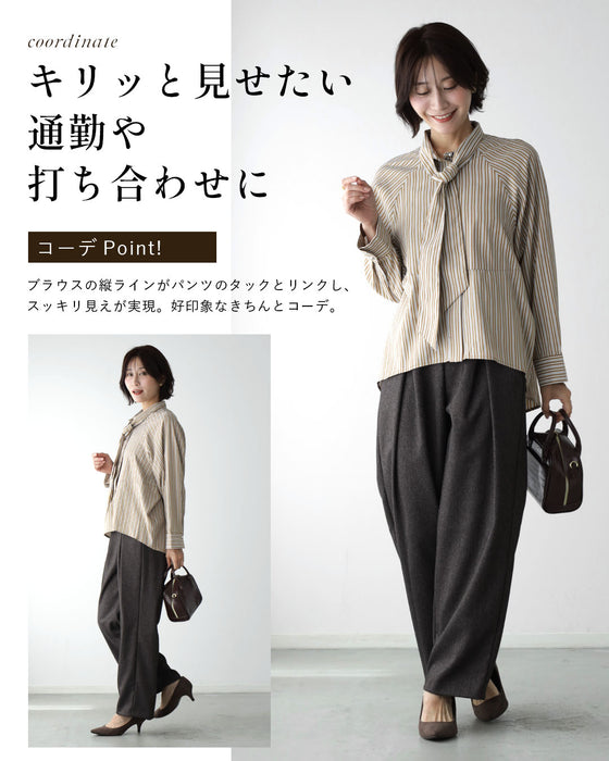 腰隠し立体タック 大人の落ち着きパンツ 洗濯OK・日本製