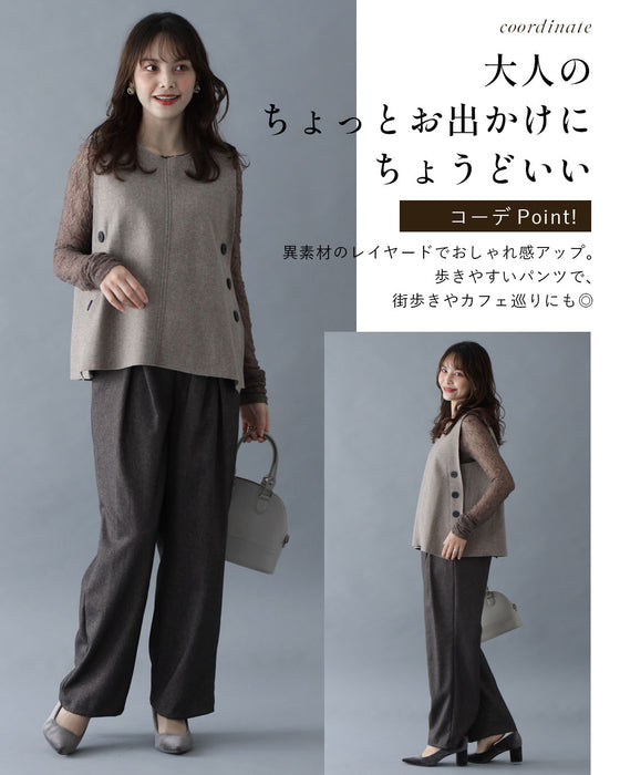 腰隠し立体タック 大人の落ち着きパンツ 洗濯OK・日本製