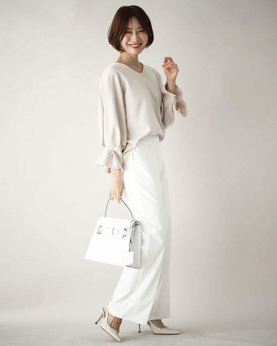 楽きれい!袖フリルトップスコーデ6選