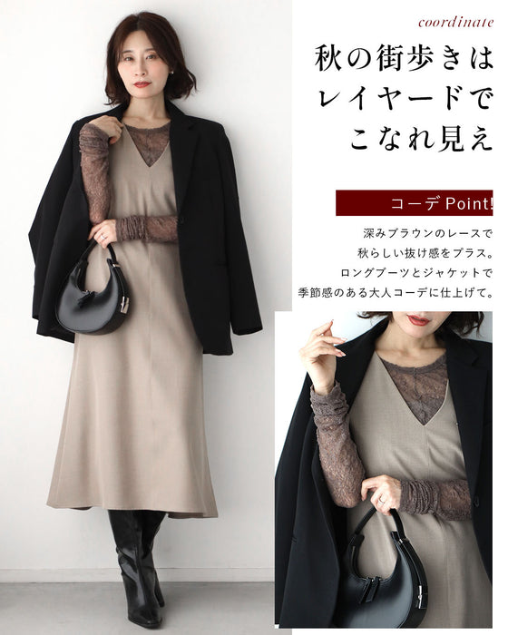 大人のアクセント 透け感少な目 レースインナー