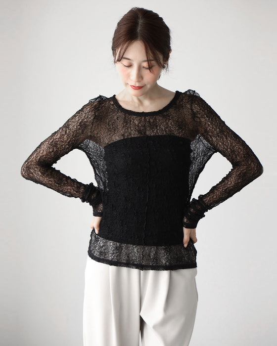 大人のアクセント 透け感少な目 レースインナー