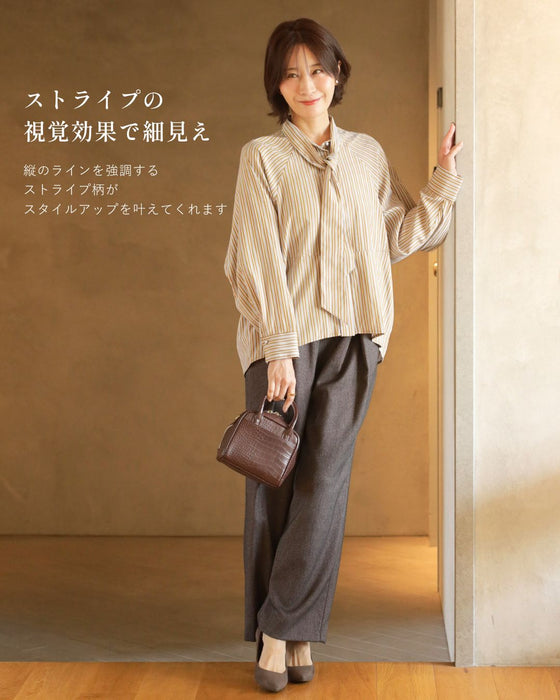 シャツ苦手さんへ 女っぽ好印象 ボウタイシャツ