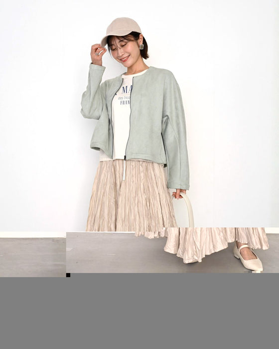 キレイ見え格上げ ブルゾンスエード仕立て