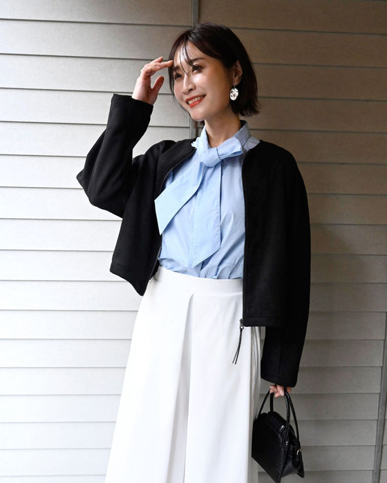 キレイ見え格上げ ブルゾンスエード仕立て