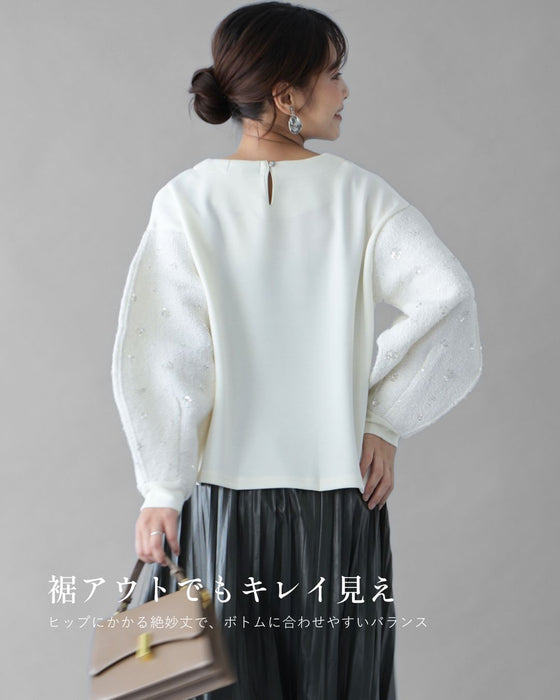 スパンコール袖 スエットなのに映える