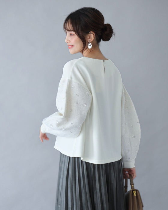 スパンコール袖 スエットなのに映える