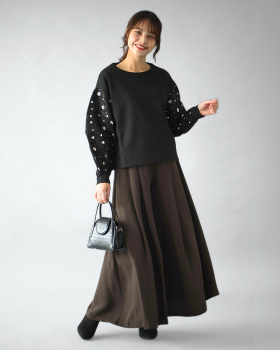 スパンコール袖 スエットなのに映える