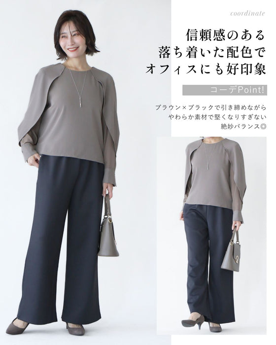 会食や通勤に 控えめ映え服 ケープ袖ブラウス