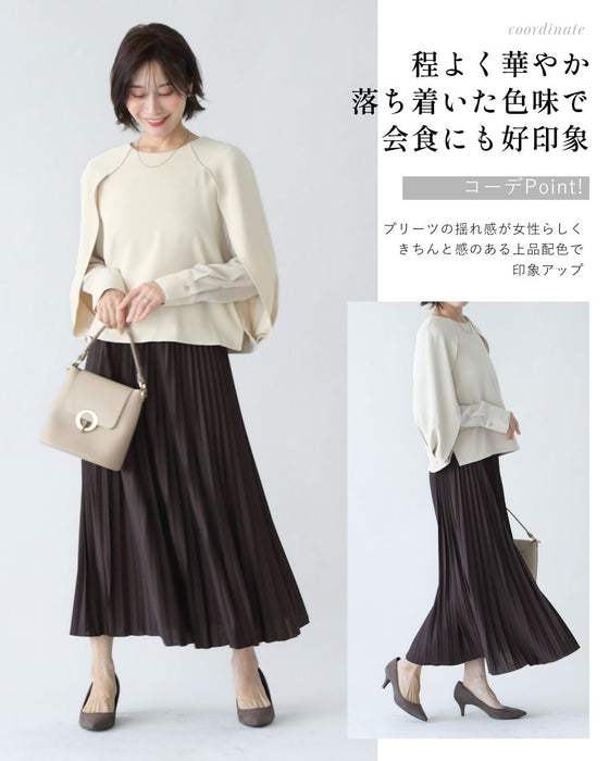 会食や通勤に 控えめ映え服 ケープ袖ブラウス