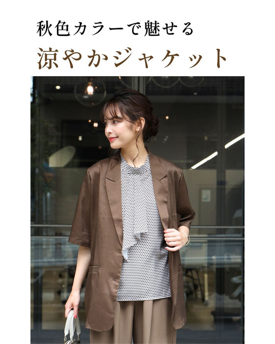 秋色カラーで涼やか通勤 5分袖ジャケット