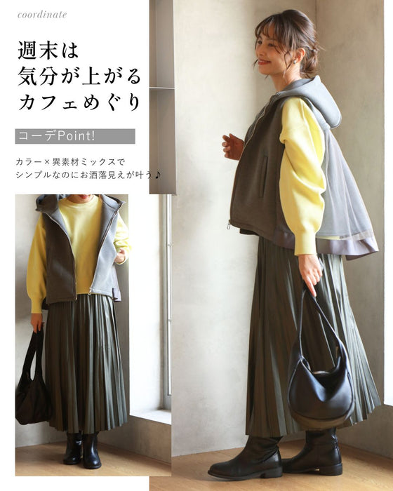 一足しお洒落 甘め × 大人バックチュールベスト