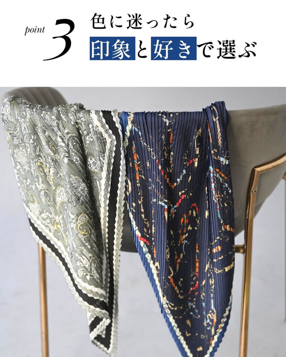 差し柄で 華やかに プリーツスカーフ