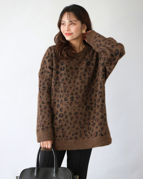 アラフォーのしっくり レオパードゆるニット
