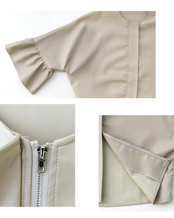 綺麗をキープ きちんと レザー 袖フレアジャケット