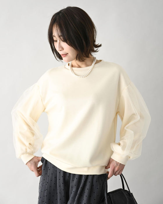 ひと癖が好き！チュール袖トップス