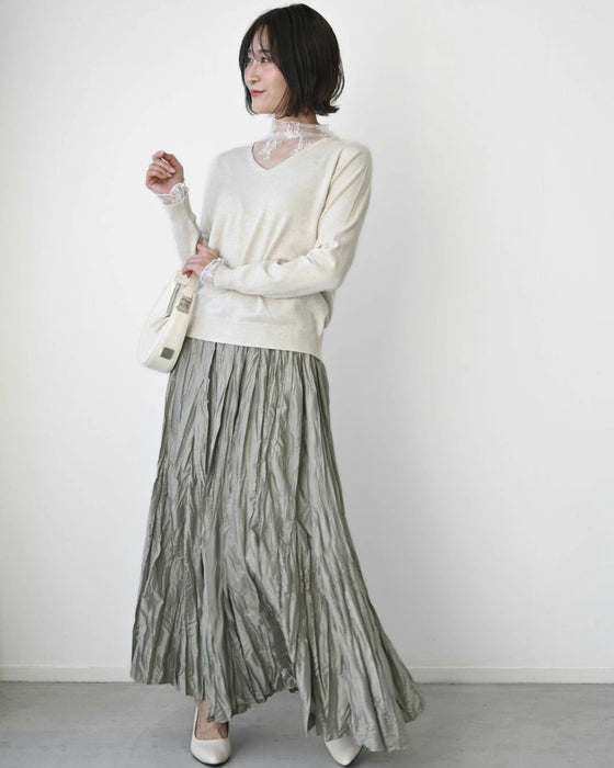 時短で素敵に 1枚で完成 レース付ニット