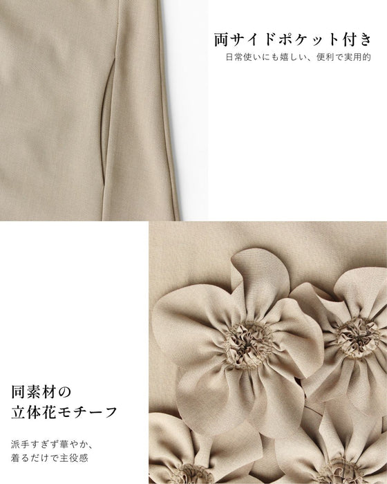 前に立つ日に きちんと上品見え 花コサージュドレス