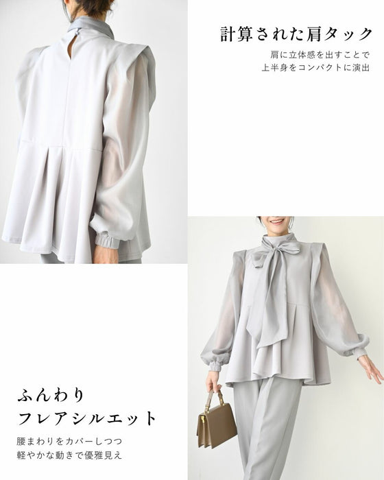 シフォンボウタイ 目を惹く 式典ブラウス