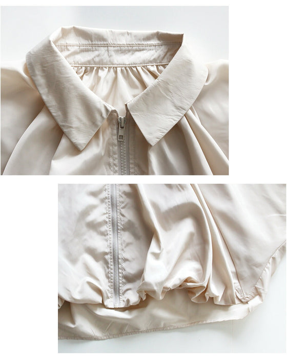 綺麗め好きへ 艶で格上げ バルーンブルゾン