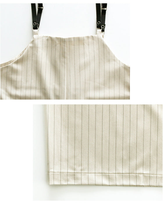 しわ知らず！ラフでも きれい ストライプサロペット