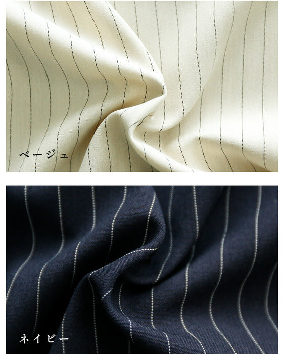 しわ知らず！ラフでも きれい ストライプサロペット