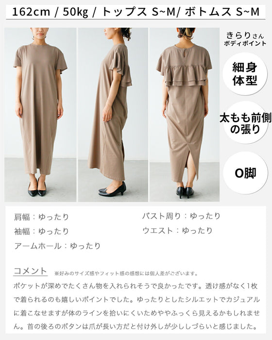 目を引く後ろ姿 きちんとも休日もバックフリルワンピ