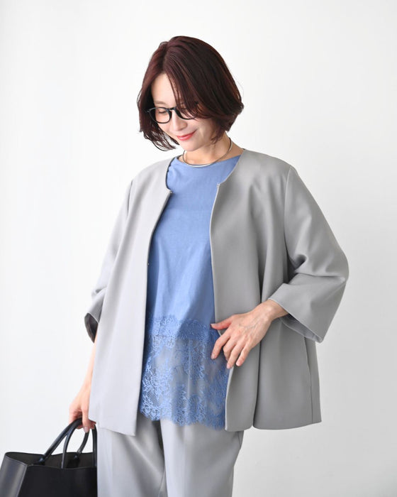 ロンTで綺麗め！腰回りカバーレースTシャツ