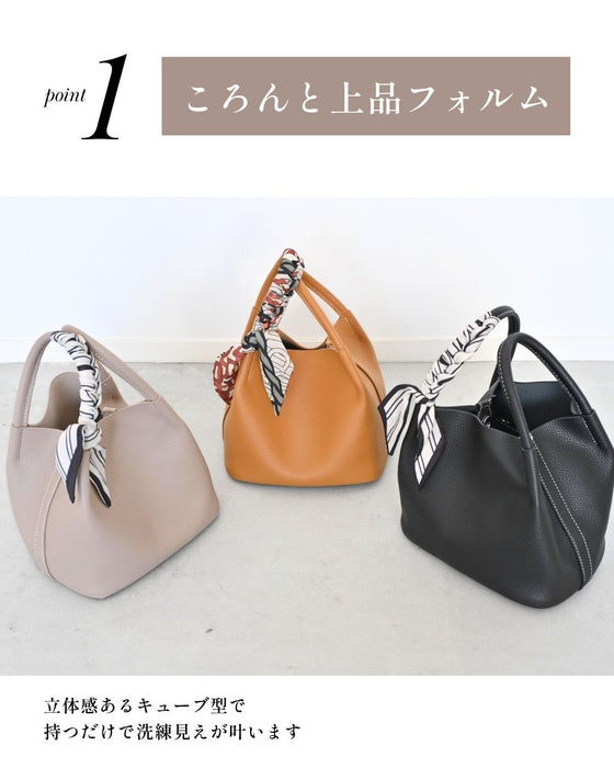 コンパクト×大容量 愛されキューブ鞄 おまけスカーフ付き