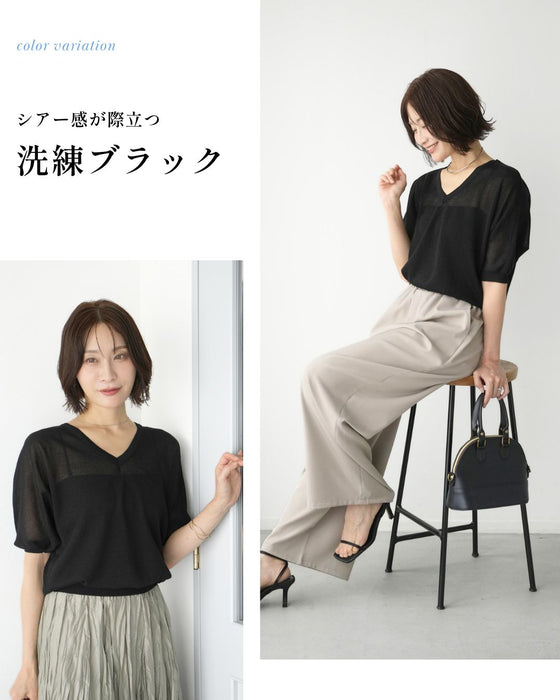 暑い日も快適　シャリ感Vニット