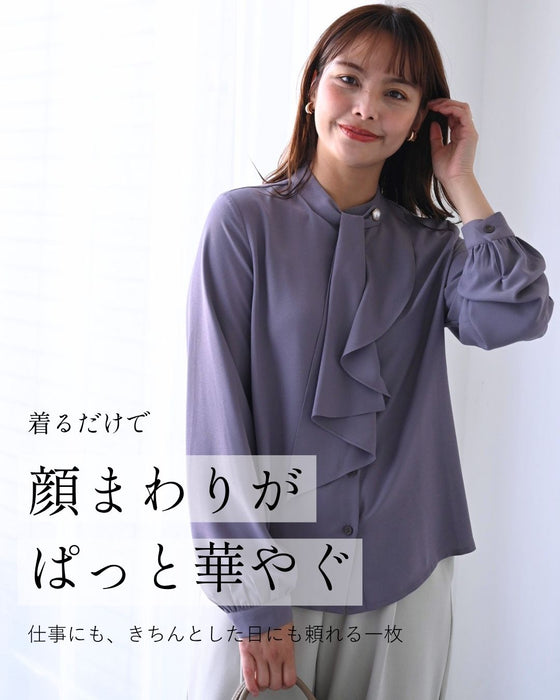 アクセ要らず！上品で華やかボウタイブラウス