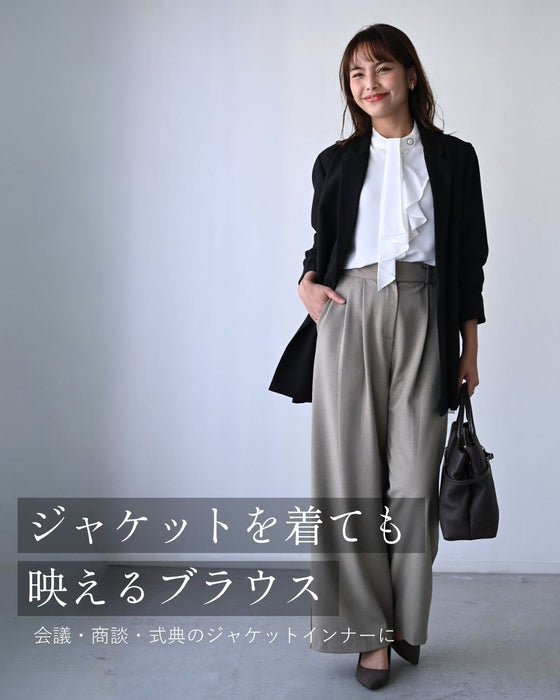 アクセ要らず！上品で華やかボウタイブラウス