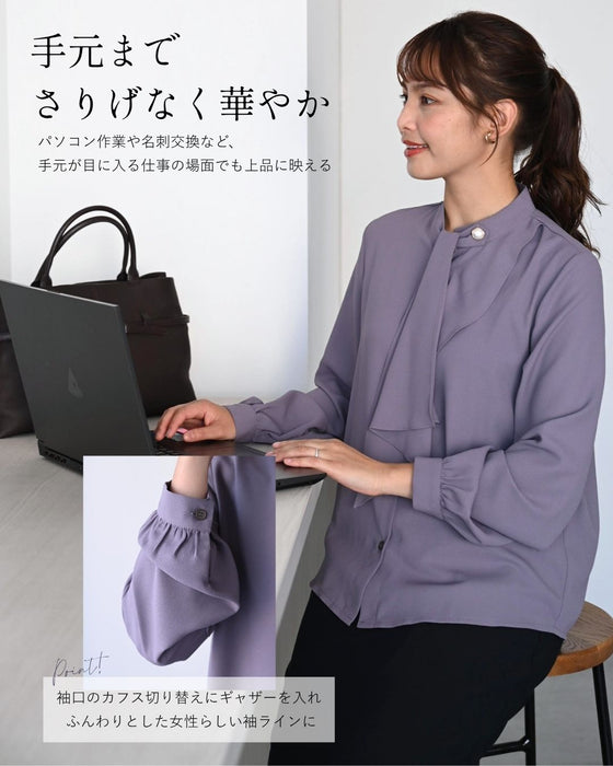 アクセ要らず！上品で華やかボウタイブラウス