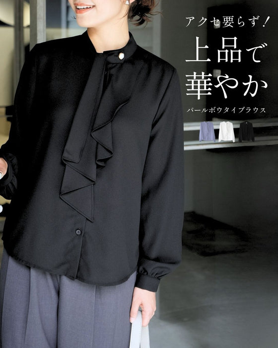 アクセ要らず！上品で華やかボウタイブラウス