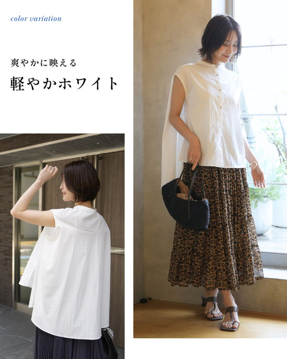 涼しく細みえスタンドシャツ