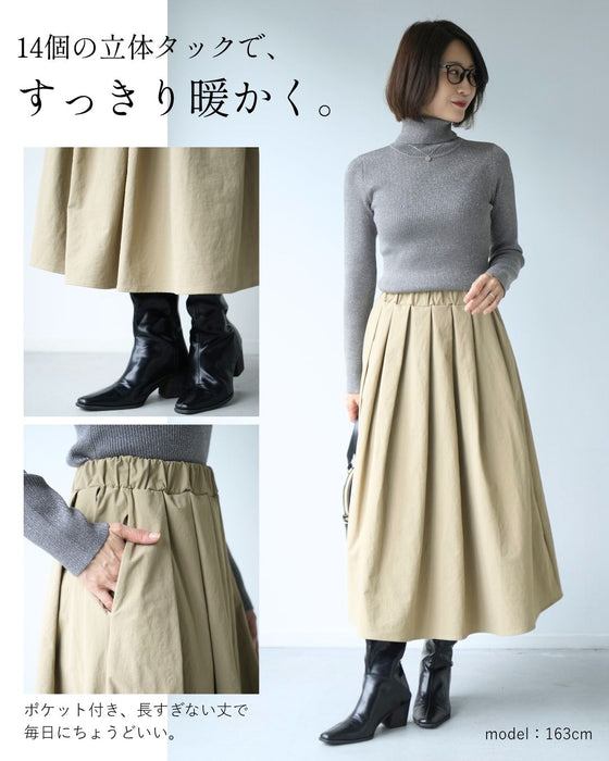 14個の立体タック 軽暖スカート