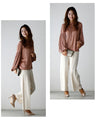 A casual yet gorgeous autumn look! A lustrous blouse set outfit