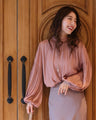 A casual yet gorgeous autumn look! A lustrous blouse set outfit