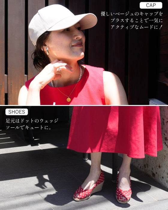 期間限定！コラボ４Set 500円OFF! MiE × Ehre style  Mieさんが選ぶ夏映えする、大人の赤。キャップ×リネンワンピセット