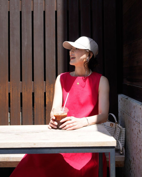 期間限定！コラボ４Set 500円OFF! MiE × Ehre style  Mieさんが選ぶ夏映えする、大人の赤。キャップ×リネンワンピセット