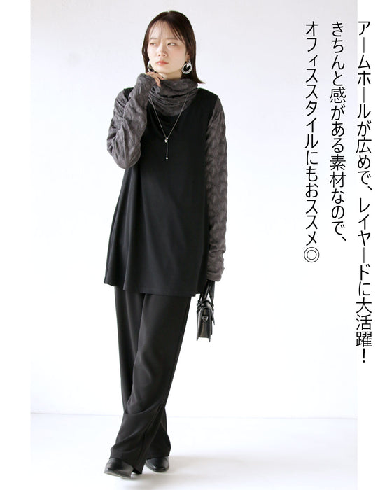 2通りの重ね方。シンプルチュニック『ブラック』