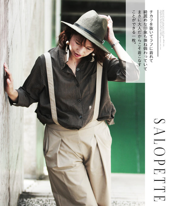 【セール商品返品交換不可】【OTONAオリジナル】着回し無限大！拘りの詰まったワイドサロペットパンツ （ベージュ）