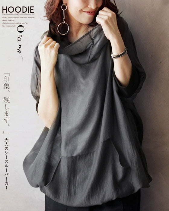Dolman sleeve hoodie: A see-through hoodie for adults that leaves a lasting impression in khaki grey