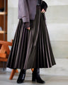 Easy to care for! Leather look pleated skirt