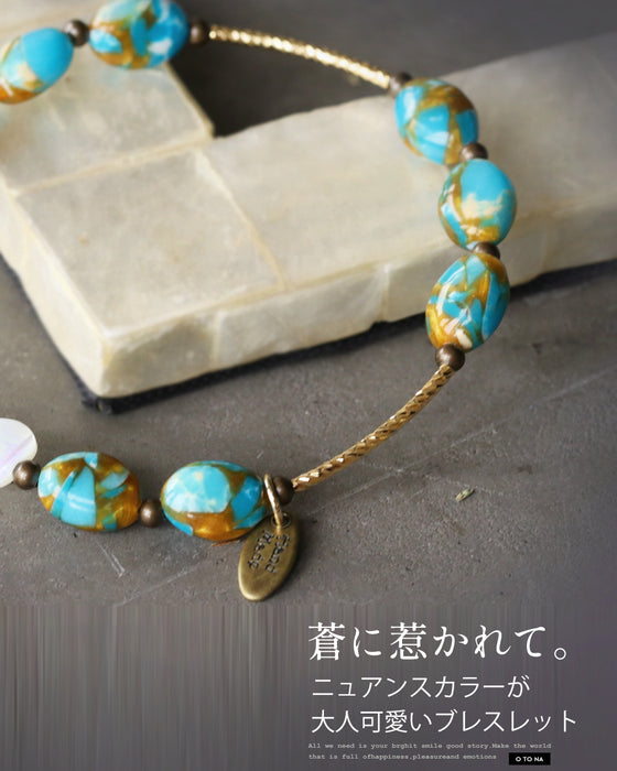 ブレスレット。蒼に惹かれて。『ターコイズブルー×ゴールド』