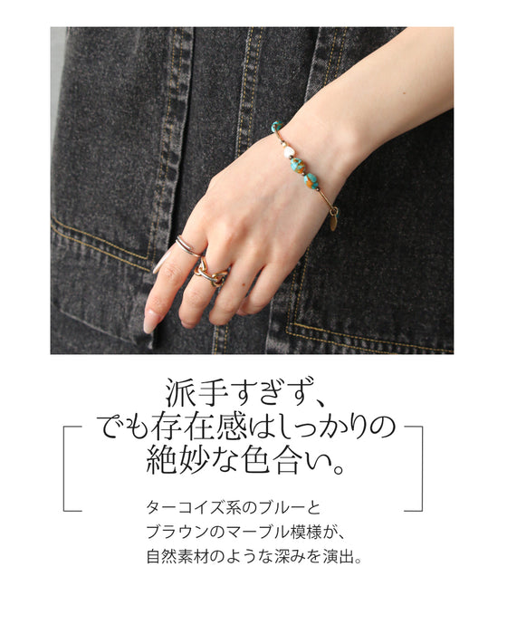 ブレスレット。蒼に惹かれて。『ターコイズブルー×ゴールド』