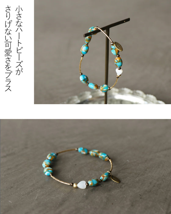 ブレスレット。蒼に惹かれて。『ターコイズブルー×ゴールド』