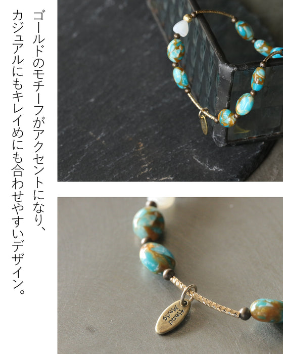 ブレスレット。蒼に惹かれて。『ターコイズブルー×ゴールド』